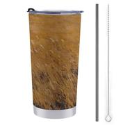 Tazza da viaggio da 590 ml, con due fantasmi bianchi nel campo di canne, bottiglia d'acqua in acciaio inox, isolata sottovuoto, con coperchio con cannuccia e spazzola per la pulizia