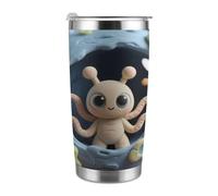 Tazza da viaggio isolata da 20 once, in acciaio inossidabile con stampa aliena in argilla, con coperchio e cannuccia, per portabicchieri da auto, ufficio o uso esterno