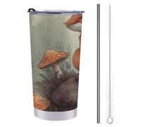 Tazza da viaggio isolata in acciaio inossidabile con stampa volpe nel bosco con coperchio, a prova di fuoriuscite, isolamento sottovuoto, tazza per caffè e tè termica, mantiene le bevande calde o