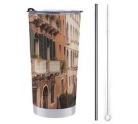 Tazza da viaggio isolata in acciaio inox con bella vista sul canale di Venezia, con coperchio, a prova di fuoriuscite, isolamento sottovuoto, per caffè, tè, mantiene le bevande calde o fredde