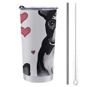 Tazza da viaggio isolata in acciaio inox con stampa di cane Boston Terrier con coperchio a prova di fuoriuscite isolata sottovuoto per auto tazza per caffè e tè termico mantiene le bevande calde o