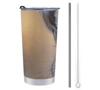 Tazza da viaggio isolata in acciaio inox con stampa di una lepre marrone, con coperchio, a prova di fuoriuscite, isolamento sottovuoto, per caffè, tè termico, mantiene le bevande calde o fredde