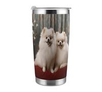 Tazza da viaggio portatile da viaggio con cane della Pomerania a pelo corto, adatta al portabicchieri dell'auto, tazza da viaggio riutilizzabile da 590 ml, regalo a prova di perdite, regalo per donne