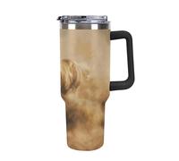 Tazza da viaggio riutilizzabile con coperchio e cannuccia, extra large, da 1,18 l, a tenuta stagna, per casa, ufficio e all'aperto, corsa di cavalli nella polvere del deserto