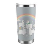 Tazza da viaggio termica da 20 once, in acciaio inossidabile, con stampa di alpaca e cactus, con coperchio e cannuccia, per portabicchieri da auto, ufficio o uso esterno