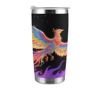 Tazza da viaggio termica da 20 once, in acciaio inossidabile con stampa Radiant Phoenix, con coperchio e cannuccia, per portabicchieri da auto, ufficio o uso esterno