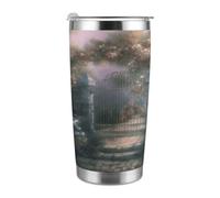 Tazza da viaggio termica da 20 once, in acciaio inossidabile con stampa "Secret Garden", con coperchio e cannuccia, per portabicchieri da auto, ufficio o uso esterno