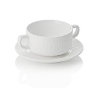 Tazza da zuppa con piattino MAYA SHIRO, Ø 10,5 cm, 250 ml, bianco, set da 4 pezzi, porcellana