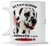 Tazza Dalmata Divertente. Il Cane è docile a mordere Sono io. Adatta per Colazione, The, tisana, caffè, Cappuccino. Gadget Tazza Dalmata. Anche Come Idea Regalo Originale e Simpatica