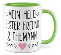 Tazza d'amore regalo il mio eroe, migliore amico e marito, tazza da caffè relazione partnership matrimonio San Valentino uomo idea regalo partner marito divertente scritta caffè tazza
