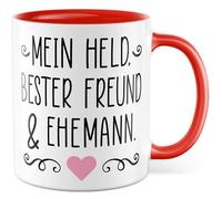 Tazza d'amore regalo il mio eroe, migliore amico e marito, tazza da caffè relazione partnership matrimonio San Valentino uomo idea regalo partner marito divertente scritta caffè tazza