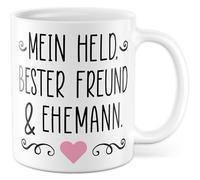 Tazza d'amore regalo il mio eroe, migliore amico e marito, tazza da caffè relazione partnership matrimonio San Valentino uomo idea regalo partner marito divertente scritta caffè tazza