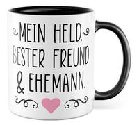 Tazza d'amore regalo il mio eroe, migliore amico e marito, tazza da caffè relazione partnership matrimonio San Valentino uomo idea regalo partner marito divertente scritta caffè tazza
