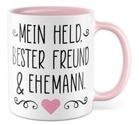 Tazza d'amore regalo il mio eroe, migliore amico e marito, tazza da caffè relazione partnership matrimonio San Valentino uomo idea regalo partner marito divertente scritta caffè tazza