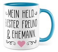 Tazza d'amore regalo il mio eroe, migliore amico e marito, tazza da caffè relazione partnership matrimonio San Valentino uomo idea regalo partner marito divertente scritta caffè tazza
