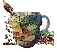 Tazza Decorata a Tema Libro - Tazza da Bevande con Manico Ergonomico,Coppa Vintage, Accessori da Bevanda Estetica per Studio Collezione Libreria Amanti Letteratura Casa