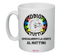 Tazza Decorata Ceramica - 8x10 cm - scritta odio tutti - Regalo Compleanno Donna - Collezione Regali Divertenti