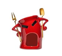 Tazza decorativa in ceramica per fonduta di cioccolato con forchetta e