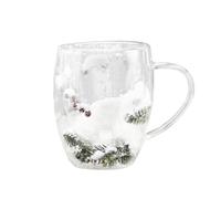 Tazza dei Desideri di Natale da 300 Ml, Tazze da Caffè in Vetro a Doppia Parete, Bicchieri Trasparenti, Tazza per Latte Doppia Cartone Animato, Tazza D'acqua Unica per Uso(11cm/4,33 pol.-trasparente)