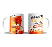Tazza del rovescio 2 con tutti i personaggi e le emozioni, un must per i fan! Regalo per bambini e ragazze. 350 ml Ceramica (Ansia)