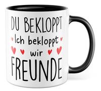 Tazza dell'amicizia regalo con scritta in lingua tedesca "Ich bekloppt - Amici Amori Famiglia Team Lavoro Idea Regalo Fidanzato Collegin Humor Tazza Caffè Tazza