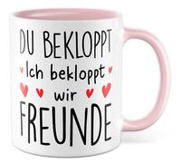 Tazza dell'amicizia regalo con scritta in lingua tedesca "Ich bekloppt - Amici Amori Famiglia Team Lavoro Idea Regalo Fidanzato Collegin Humor Tazza Caffè Tazza
