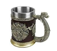 Tazza di birra a botte di imitazione in legno - tazza di birra in acciaio inossidabile da 600 ml con look antico | Coppa di bevute vintage per decorazioni per feste, regalo gotico in legno per papà, d