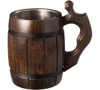Tazza Di Birra in Legno Di Quercia Fatta a Mano Tazza in Acciaio Inossidabile Na