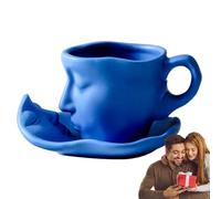 Tazza di caffè Kiss, tazza di caffè in faccia, minimalista fatta a mano 100 ml di design di coppia di baci in ceramica, arte astratta, tazza di tè, amante, viso, scultura, coffeas