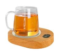 Tazza di caffè per ufficio, riscaldatore di caffè intelligente 55-65 ° C Temperatura costante | USB ricaricabile, piatto caldo caffè a chicco di legno di moda, tazza di tè riscaldatore per il mucchio