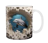 Tazza Di Ceramica Di Ceramica Delfín - Decorazione 3d, Tazze Notizie | Decorativo Con Sollievo Realistico E Finitura Dettagliata Utilizzato In Incontri Casuali, Piccoli