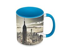Tazza di colore di qualità premium blu - New York Manhattan Empire State Building Città Gratte Cielo - Tazza con manico e interno di colore