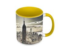 Tazza di colore di qualità premium giallo - New York Manhattan Empire State Building Città Gratte Cielo - Tazza con manico e interno di colore