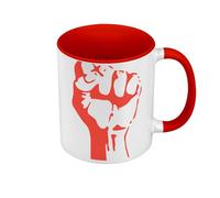 Tazza di colore di qualità premium rosso - pugno serra resistenza militante parte comunista ribellion - Tazza con manico e interno di colore