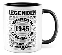 Tazza di compleanno con scritta - Regalo leggende nate nel 1945 alla perfezione maturata la vita inizia con 80 - Tazza da caffè 330 ml in ceramica - 80 anni compleanno fidanzata fidanzata tazza caffè