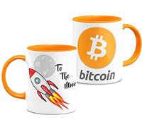 Tazza di criptovaluta To The Moon Tazza in ceramica bianca 330 millilitri Regali originali (Bitcoin-Orange)