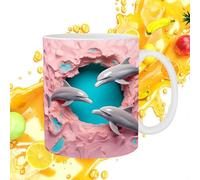Tazza di delfino,Tazze da caffè in ceramica dipinte a | Tazze da caffè decorate delfino 11oz per gli amanti del caffè, del latte e del tè, tazze in ceramica per donne e uomini