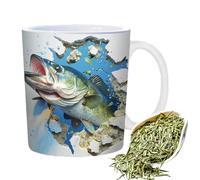 Tazza di design a forma di pesce, grande recipiente in porcellana, stampa personalizzata, manico, idea regalo per amanti del tè, forma di creatura marina scolpita, scherzo da bar, birra, sidro, latte