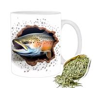 Tazza di design a forma di pesce, grande recipiente in porcellana, stampa personalizzata, manico, idea regalo per amanti del tè, forma di creatura marina scolpita, scherzo da bar, birra, sidro, latte