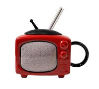 Tazza di latte a forma di TV tazze da caffè in ceramica - Bicchieri da bere acqua a forma di TV da 450 ml | Tazze da bere, tazza da viaggio in ceramica con coperchio e cannuccia per caffè caldo, v