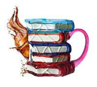 Tazza di libri, tazza di caffè in a forma di una pila di libri, bevande bookish carine per scrittori, insegnanti, amici, familiari, amanti della letteratura, donne, uomini, topo di biblioteca