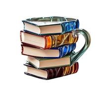 Tazza di libro dipinta a forma di libro impilabile tazza di vetro creativa biblioteca lettore di tazze da caffè scrittore regalo carino tazza da bere per le donne