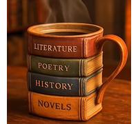 Tazza di libro dipinto, tazza da caffè originale da lettura, tazze da caffè creative a forma di pila di libri in resina, tazza colorata a tema libri, regalo per amanti dei libri, amici letterari