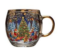 Tazza di Natale - Bicchiere di Natale dipinto trasparente, 300 ml, contenitore stagionale per bevande, cioccolata calda, latte vino, le tue vacanze in una fiaba invernale. Scopri l'affascinante S