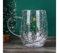 Tazza di Natale in ceramica a doppia parete, in vetro isolato, a forma di albero di Natale, in porcellana, caffè, latte, tè, ufficio per Natale, giorno del Ringraziamento, compleanno (colore B)