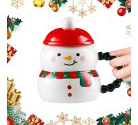 Tazza di Natale in ceramica con coperchio, 400ML Tazza MERRY CHRISTMAS, Tazza di caffè natalizia carina Regalo di Natale per donne uomini bambini per Latte Macchiato, Americano (pupazzo di neve)