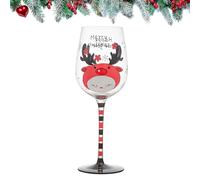 Tazza di Natale in vetro per vino rosso, calici di Natale, per feste di Natale, per feste e cocktail (taglia unica, alci)