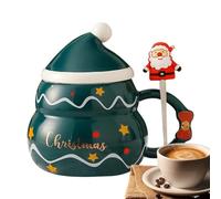 Tazza di Natale, tazza da caffè di Natale, tazza da bere in ceramica da 500 ml con coperchio cappello di Natale e cucchiaio di Babbo Natale, tazza di succo con manico per caffè, tè, cioccolata calda
