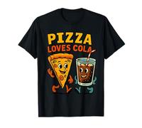 Tazza di Pizza e Soda - Retro Cartoon Food Friends Maglietta