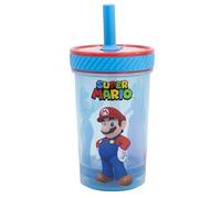 Tazza di plastica antiribaltamento con cannuccia in silicone di Super Mario